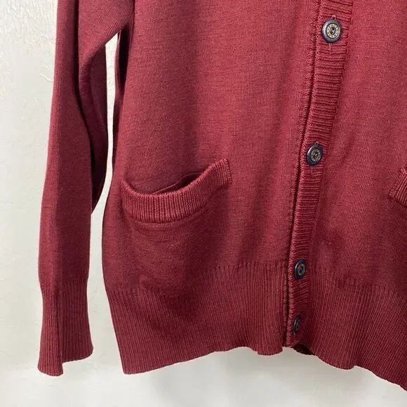 Paul & Shark Vintage Yachting Burgundy Wool Blend Cardigan Sweater Size M